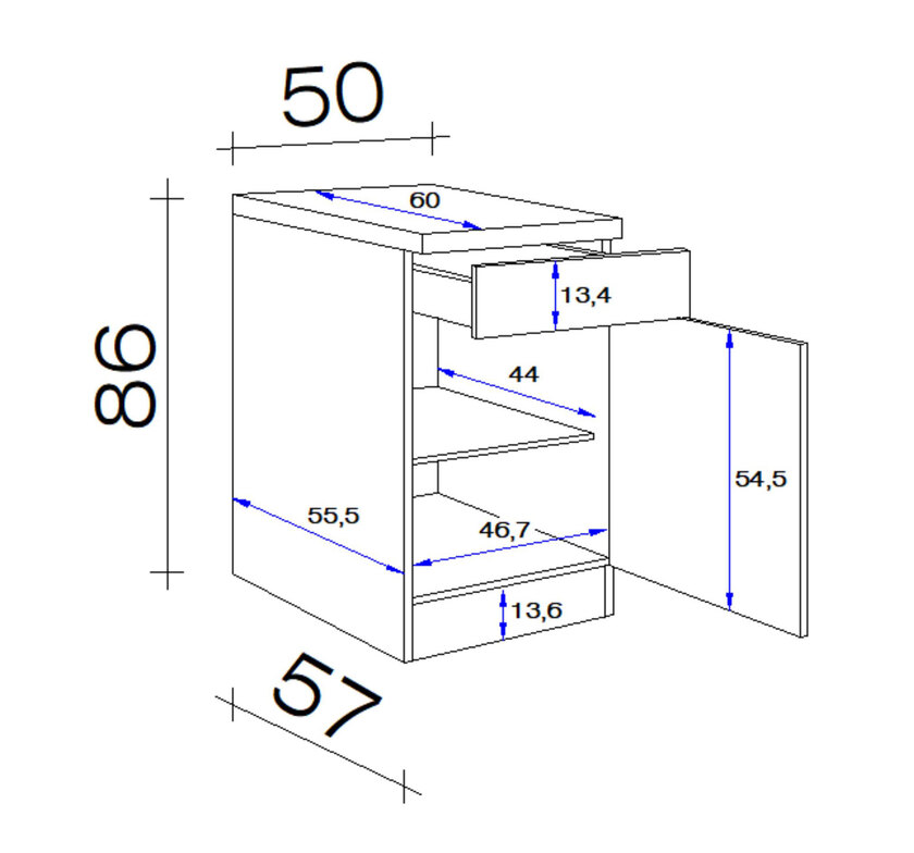 Unterschrank Valero Weiß/Braun 50 x 86 x 60 cm – Bild 3