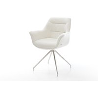 Esszimmerstuhl Kaira-Flex Bouclé Soft Beige Kreuzgestell konisch Edelstahl