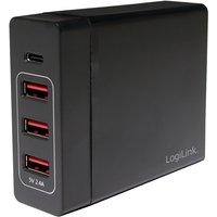 LogiLink USB-Tisch-Ladegerät, 4-Port, 60 Watt, schwarz