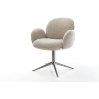 Drehstuhl Nube-Flex mit Armlehnen Webstoff Soft Beige Fußkreuz Graphit 360 drehbar Wippfunktion Taschenfederkern – Bild 2
