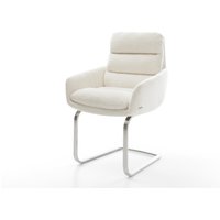 Freischwinger Abelia-Flex mit Armlehnen Bouclé Soft Beige Freischwinger flach Edelstahl