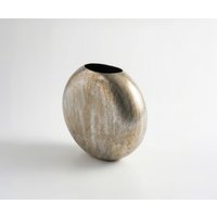 Vase Orbia B33 x T13 x H31 cm Metall Platin Aurum Handgemacht