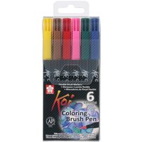 SAKURA Pinselstift Koi Coloring Brush, 6er Etui, Grundfarben