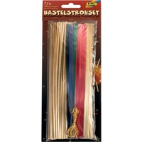 folia Bastelstroh-Set, 75-teilig, Bastelhalme Goldkordel