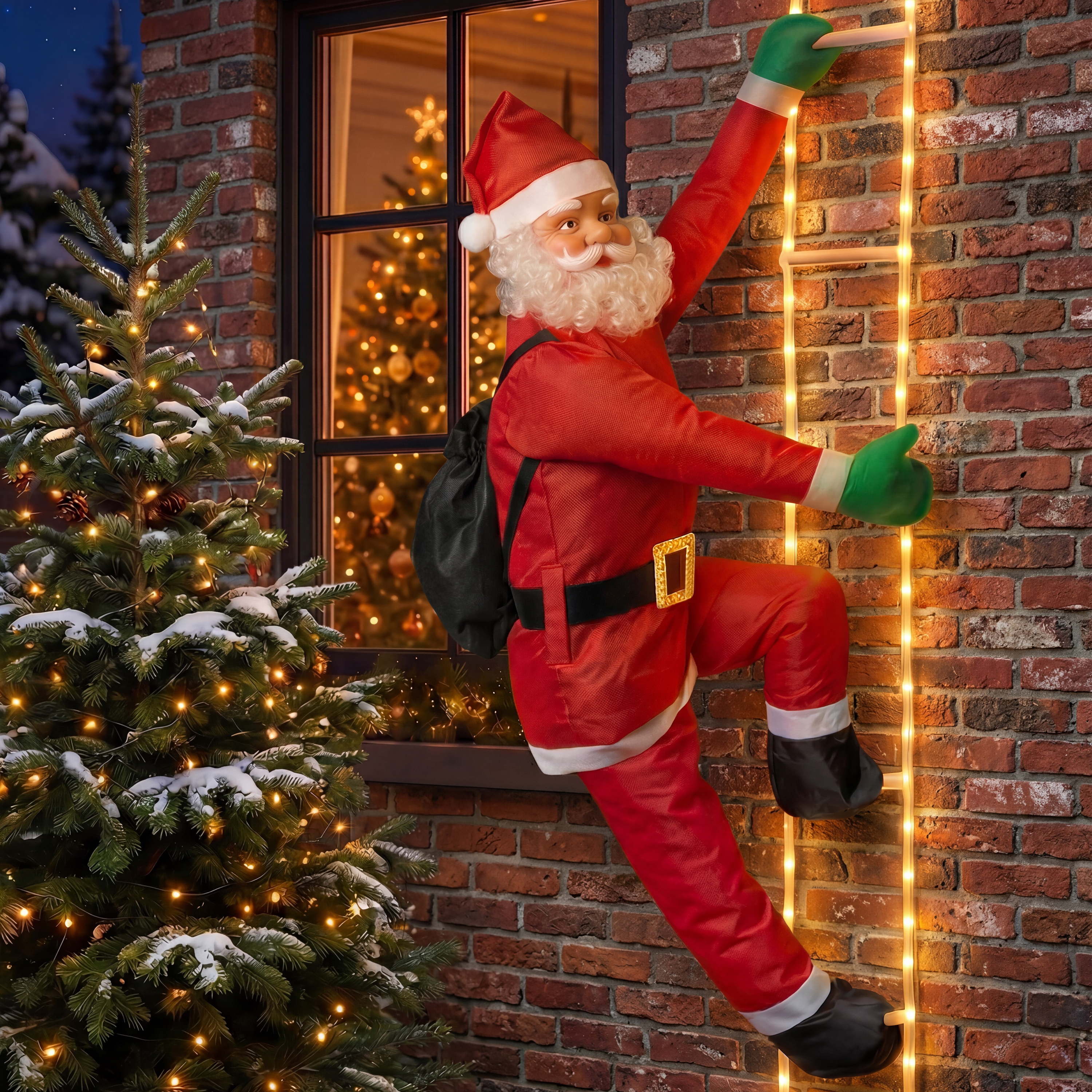 monzana Weihnachtsmann auf Leiter mit 100 LEDs – Bild 2