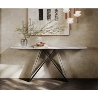 Konsolentisch Edge Boot 180x40 cm Keramik Laminam Statuarietto Weiß Velio Metall Schwarz