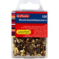 herlitz Rundkopf-Musterbeutelklammern, messingfarben, 17 mm