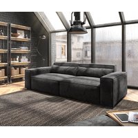 Big-Sofa Sirpio 230x95 cm Mikrofaser Schwarz mit Hocker