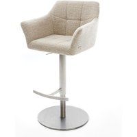 Barstuhl Yulo-Flex Webstoff Soft Beige Drehfuß höhenverstellbar Edelstahl Silberfarben