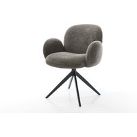 Drehstuhl Nube-Flex mit Armlehnen Bouclé Soft Schlamm Kreuzgestell breit Schwarz 360 drehbar Wippfunktion Taschenfederkern