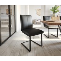 Freischwinger Lelio-Flex Echt-Leder Schwarz Freischwinger flach Schwarz Taschenfederkern