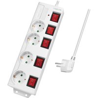 LogiLink Steckdosenleiste, 4-fach mit 5 Schaltern, weiß