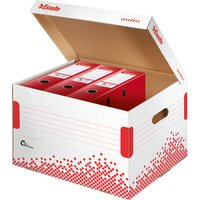Esselte Archiv-Klappdeckelbox SPEEDBOX, für Ordner, weiß/rot – Bild 2
