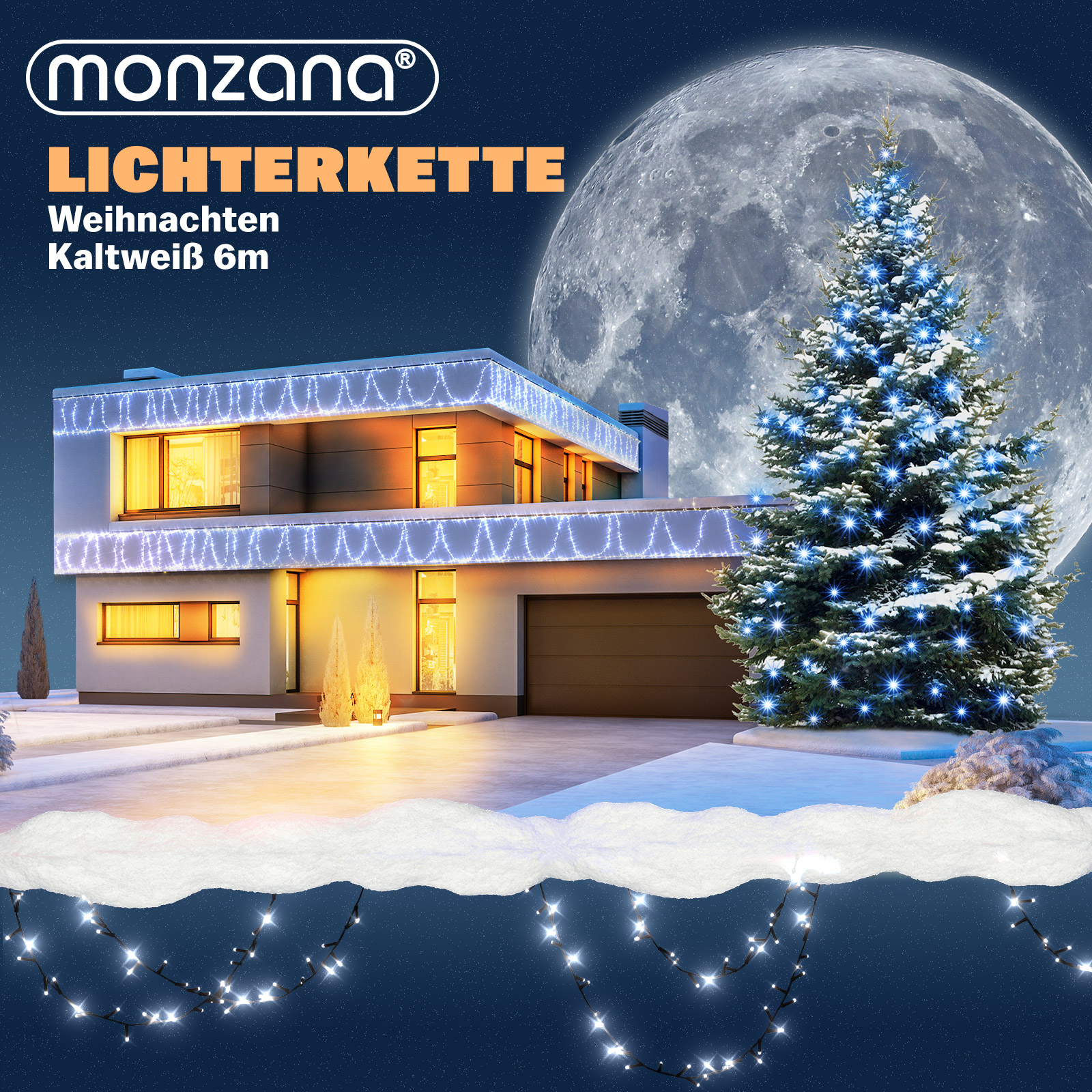 Deuba Lichterkette Weihnachten Blau 6m Timer – Bild 2