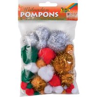 folia Pompons, 30 Stück, Weihnachtsfarben – Bild 2