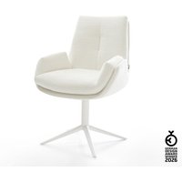 Drehstuhl Clea-Flex Bouclé Soft Beige Fußkreuz Weiß 360 drehbar Wippfunktion
