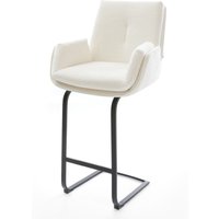 Barstuhl Clea-Flex Bouclé Soft Beige Freischwinger Flach Metall Schwarz