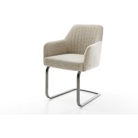 Freischwinger Greg-Flex Webstoff Soft Beige Freischwinger flach Graphit Taschenfederkern – Bild 2