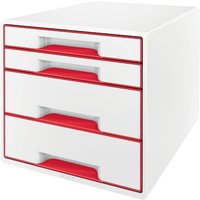 LEITZ Schubladenbox WOW CUBE, 4 Schübe, perlweiß/rot – Bild 2