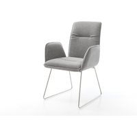 Esszimmerstuhl Vinja-Flex Strukturstoff Soft Grau Kufengestell Edelstahl