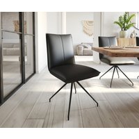 Esszimmerstuhl Lelio-Flex Echt-Leder Schwarz Kreuzgestell konisch Schwarz Taschenfederkern