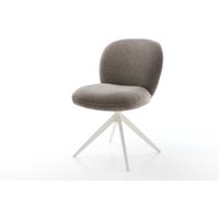 Drehstuhl Nube-Flex Strukturstoff Soft Taupe Kreuzgestell breit Weiß 360 drehbar Wippfunktion Taschenfederkern