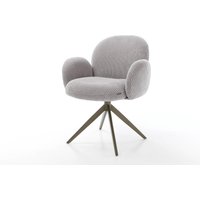 Drehstuhl Nube-Flex mit Armlehnen Cord Silbergrau Kreuzgestell breit Effektfinish Titan 360 drehbar Taschenfederkern