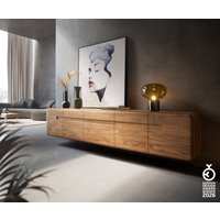 Lowboard Anaya 220 cm Akazie Natur 4 Türen 2 Schubladen Schwebend