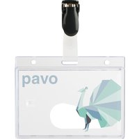 pavo Namensschild, mit Clip, 60 x 90 mm, transparent