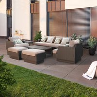 Garten-Sitzgruppe aus Rattan inkl. Abdeckung MALIBU Anthrazit für 8 Personen