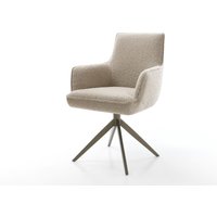 Drehstuhl Heira-Flex mit Armlehnen Bouclé Schlamm Kreuzgestell breit Effektfinish Titan 360 drehbar Wippfunktion Taschenfederkern – Bild 2