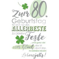 CACTUS Geburtstagskarte, Kleeblatt, - 80. Geburtstag – Bild 2