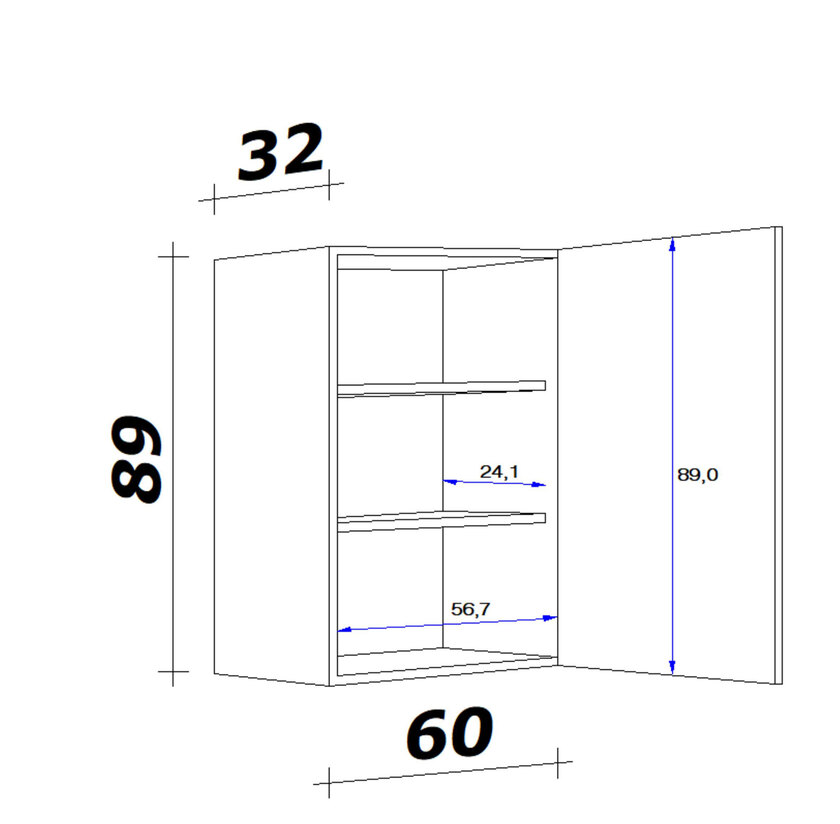 Oberschrank Lucca, Weiß 60x89x32cm – Bild 6