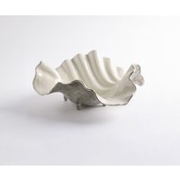 Schale Almira B38 x T38 x H15 cm Aluminium Platin Opal Handgemacht