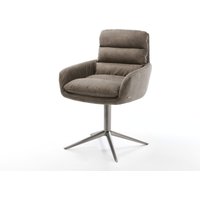 Drehstuhl Abelia-Flex mit Armlehnen Mikrofaser Taupe Vintage Fußkreuz Graphit 360 drehbar Wippfunktion