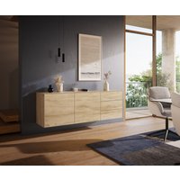 Sideboard Cuor 180 cm Keramik Laminam Sabbia Eichefarbig 2 Türen 3 Schubfächer Schwebend