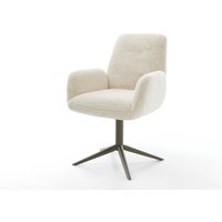 Drehstuhl Zoa-Flex Plüsch Creme-Weiß Fußkreuz Effektfinish Titan 360 drehbar Wippfunktion Taschenfederkern