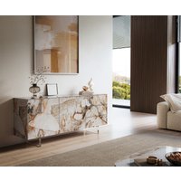 Sideboard Cuor 180 cm Keramik Patagonia Poliert 2 Türen 3 Schubfächer Fuß Schwebeoptik Acrylglas – Bild 2