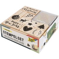 folia Motivstempel-Set, Christmas, aus Holz, 12-teilig