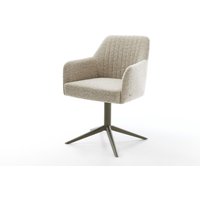 Drehstuhl Greg-Flex Webstoff Soft Beige Fußkreuz Effektfinish Titan 360 drehbar Wippfunktion Taschenfederkern