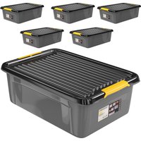 monzana Aufbewahrungsbox 6er-Set Grau/Anthrazit 58x39x16cm stapelbar