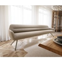 Esszimmerbank Taya-Flex 300 cm Bouclé Schlamm Kreuzgestell kantig Effektfinish Titan Taschenfederkern – Bild 2