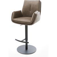 Barstuhl Clea-Flex Mikrofaser Taupe Vintage Drehfuß höhenverstellbar Metall Schwarz