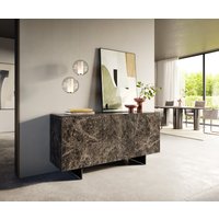 Sideboard Cuor 150 cm Keramik Emperador Extra Lucidato Dunkelbraun 3 Türen Fuß Schwebeoptik Metall Schwarz – Bild 2