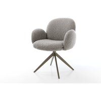 Drehstuhl Nube-Flex mit Armlehnen Bouclé Silbergrau Kreuzgestell breit Effektfinish Titan 360 drehbar Wippfunktion Taschenfederkern – Bild 2