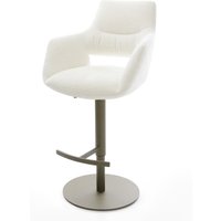 Barstuhl Yago-Flex Bouclé Soft Beige Drehfuß höhenverstellbar Metall Titanfarben Taschenfederkern – Bild 2