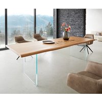 DELIFE Edge Esstisch Akazie Glas